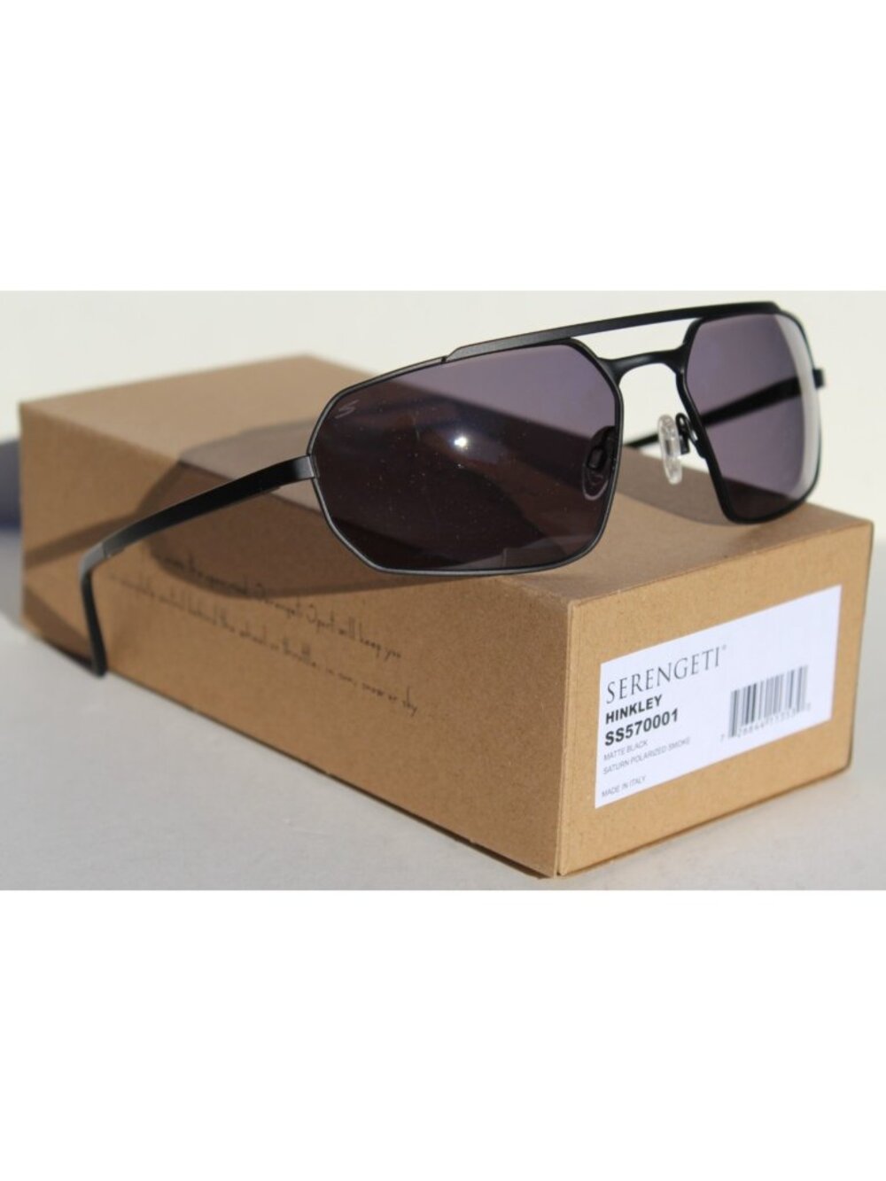 SERENGETI Hinkley POLARIZED Sunglasses Matte Black/Saturn Smoke SS570001 NEW